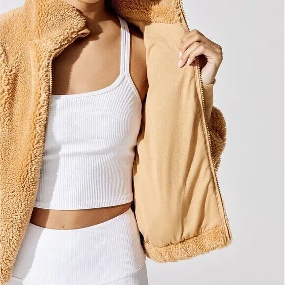 Carbon38 Women's Size M Teddy Zip Up Jacket Roots CRB21184 Brown Camel - Picture 4 of 14